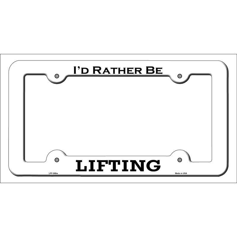 Lifting Novelty Metal License Plate Frame LPF-068 White