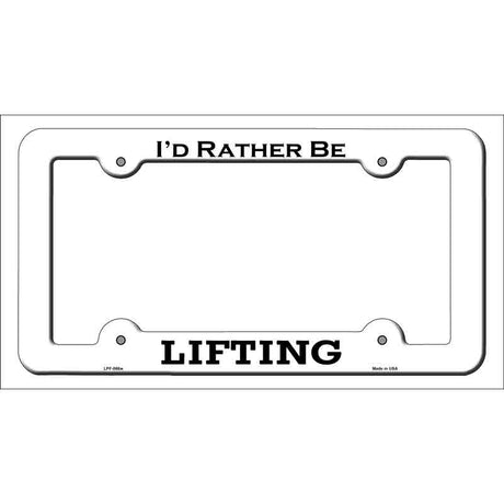 Lifting Novelty Metal License Plate Frame LPF-068 White