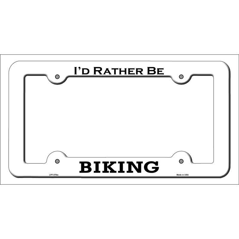 Biking Novelty Metal License Plate Frame LPF-076 White