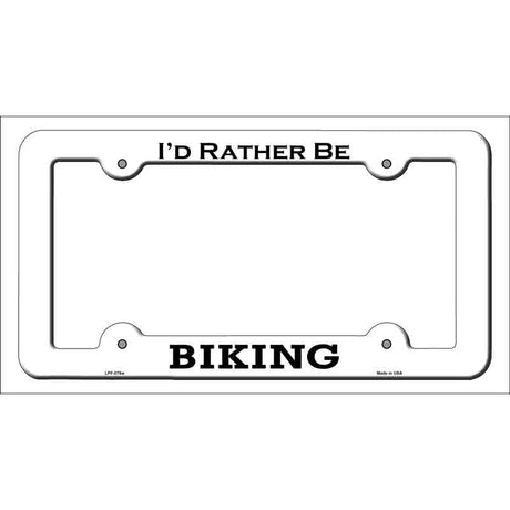 Biking Novelty Metal License Plate Frame LPF-076 White