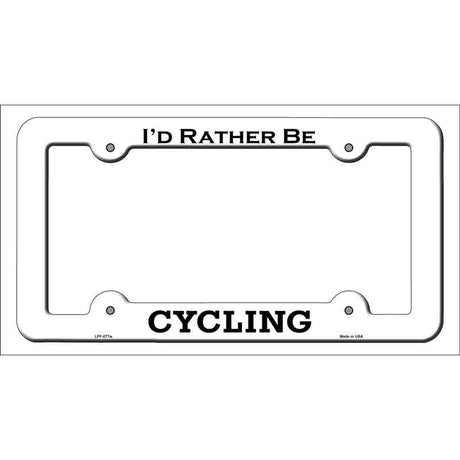 Cycling Novelty Metal License Plate Frame LPF-077 White