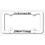 Drifting Novelty Metal License Plate Frame LPF-079 White