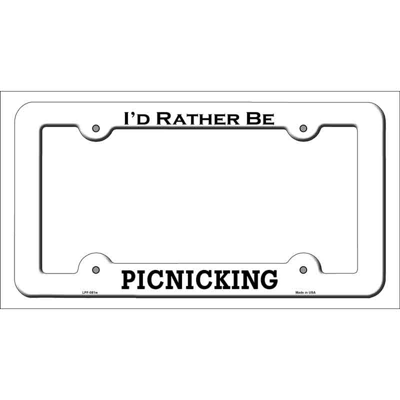 Picnicking Novelty Metal License Plate Frame LPF-081 White