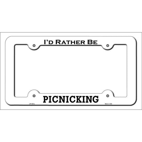 Picnicking Novelty Metal License Plate Frame LPF-081 White