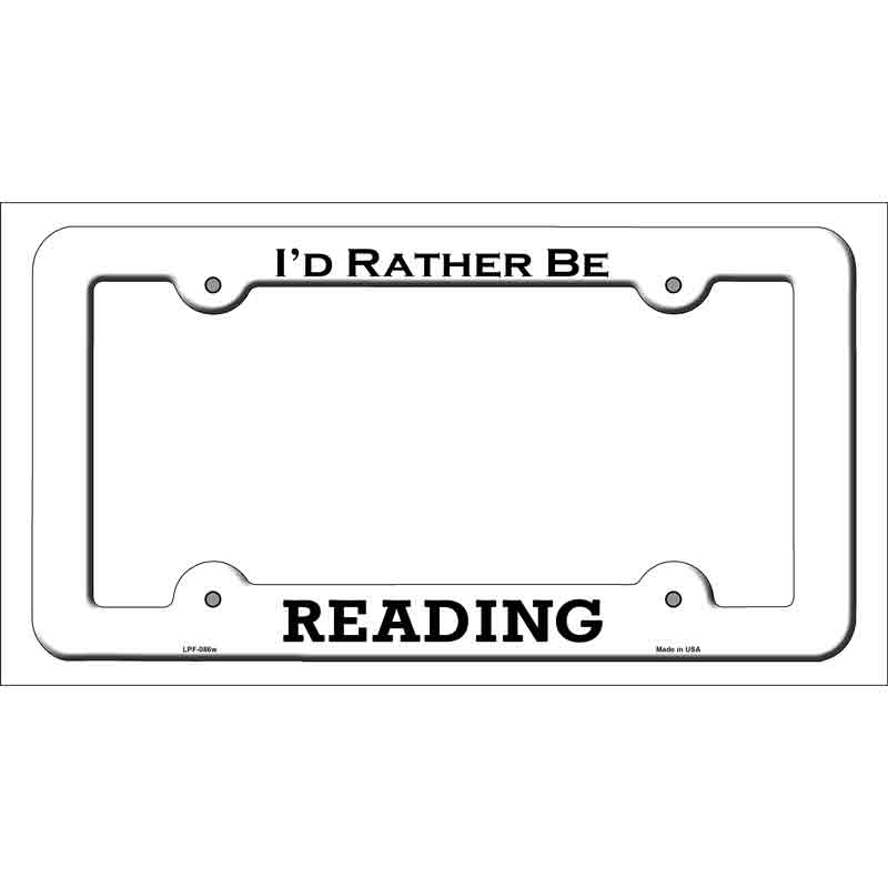 Reading Novelty Metal License Plate Frame LPF-086 White