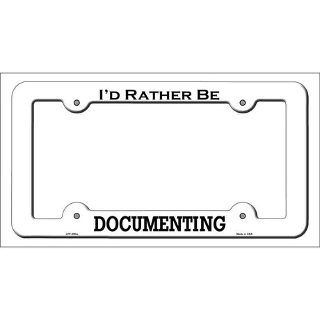 Documenting Novelty Metal License Plate Frame LPF-090 White