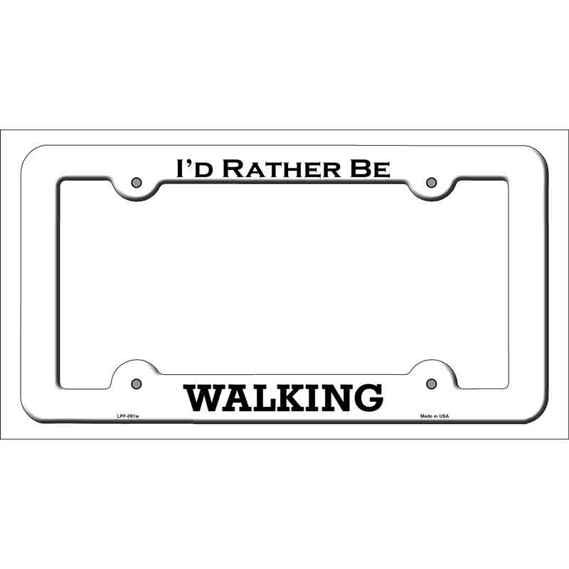 Walking Novelty Metal License Plate Frame LPF-091 White