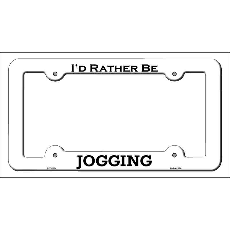 Jogging Novelty Metal License Plate Frame LPF-092 White