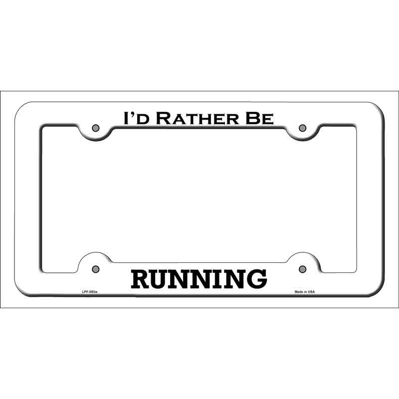 Running Novelty Metal License Plate Frame LPF-093 White