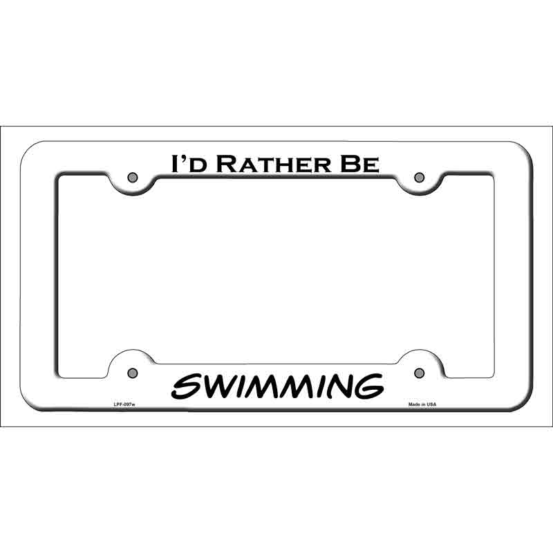 Swimming Novelty Metal License Plate Frame LPF-097 White