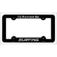 Surfing Novelty Metal License Plate Frame LPF-098 Black