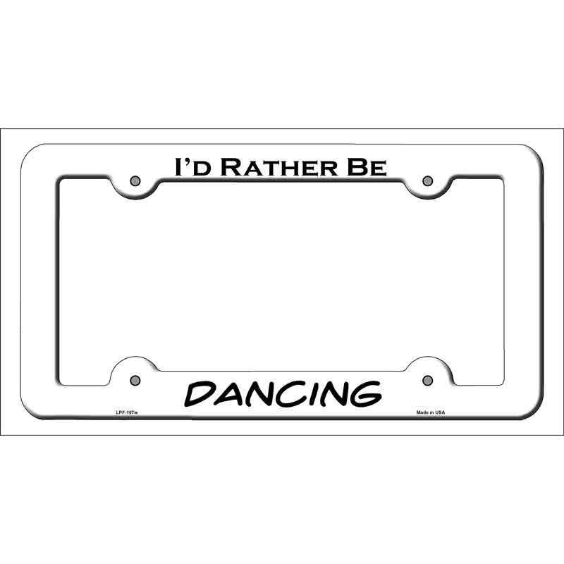 Dancing Novelty Metal License Plate Frame LPF-107 White