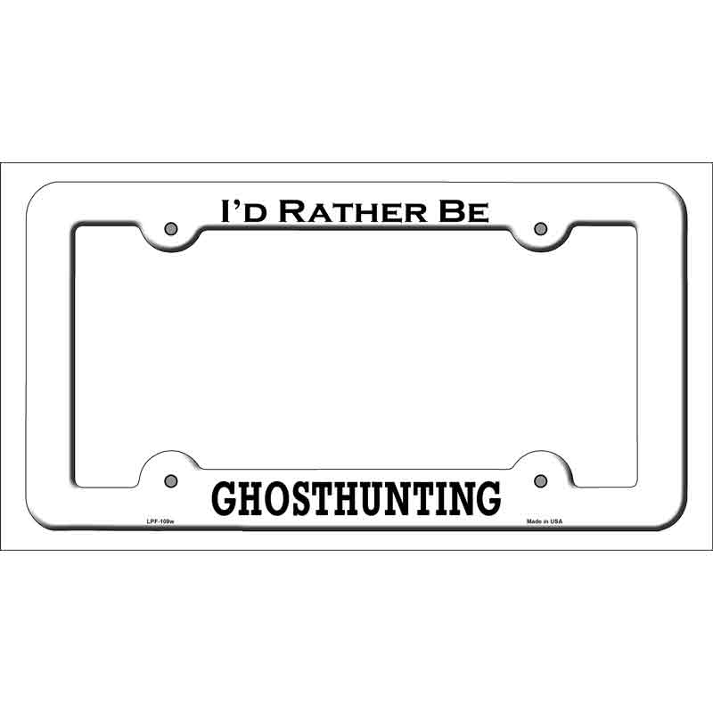 Ghosthunting Novelty Metal License Plate Frame LPF-109 White