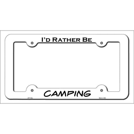 Camping Novelty Metal License Plate Frame LPF-115 White