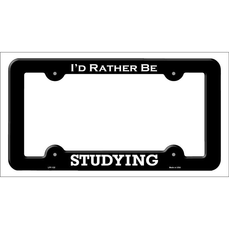 Studying Novelty Metal License Plate Frame LPF-122 Black