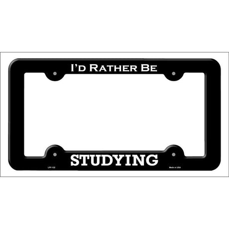 Studying Novelty Metal License Plate Frame LPF-122 Black