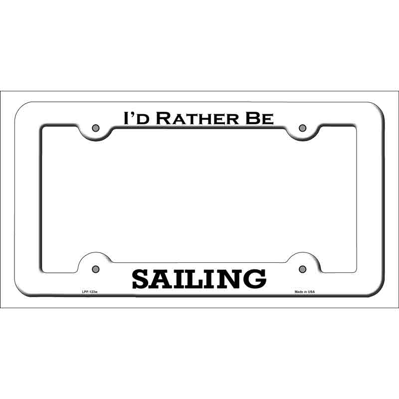 Sailing Novelty Metal License Plate Frame LPF-123 White