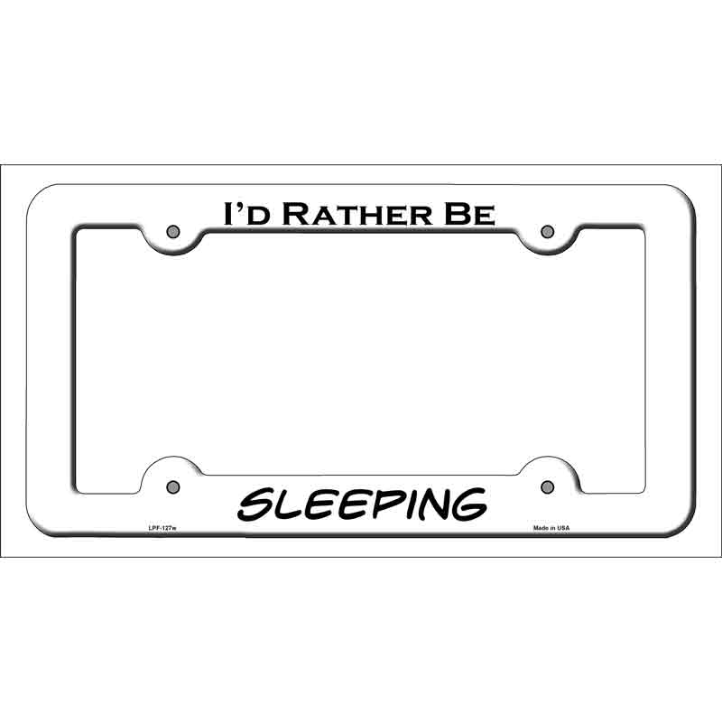 Sleeping Novelty Metal License Plate Frame LPF-127 White