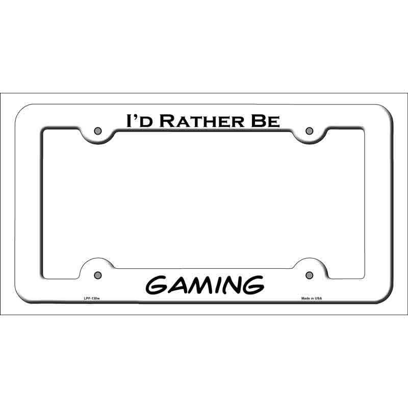 Gaming Novelty Metal License Plate Frame LPF-130 White