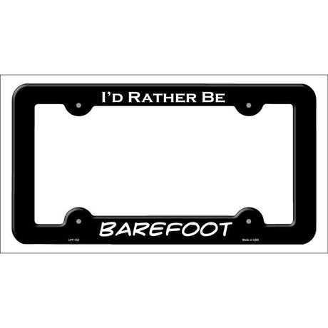 Barefoot Novelty Metal License Plate Frame LPF-132 Black