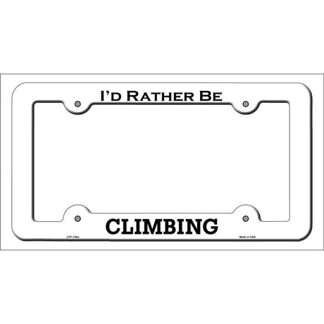 Climbing Novelty Metal License Plate Frame LPF-136 White