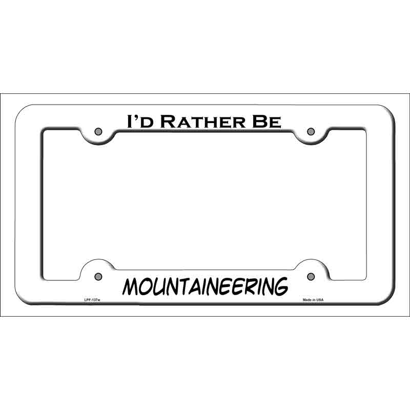 Mountaineering Novelty Metal License Plate Frame LPF-137 White