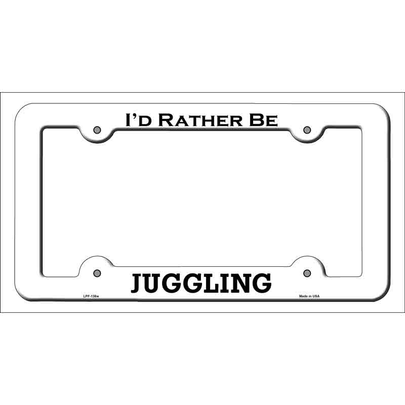 Juggling Novelty Metal License Plate Frame LPF-138 White