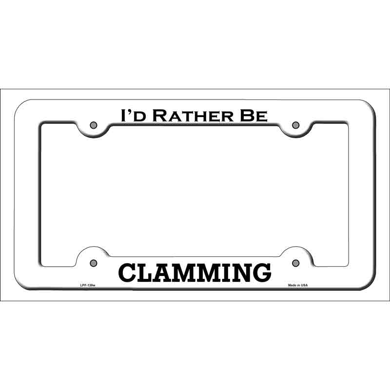 Clamming Novelty Metal License Plate Frame LPF-139 White