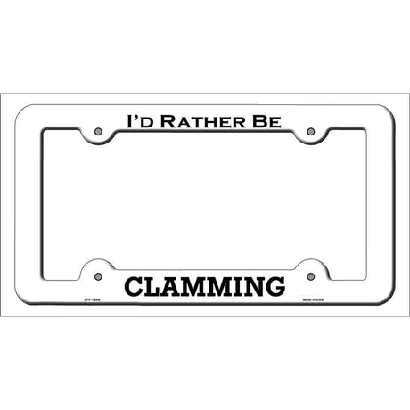 Clamming Novelty Metal License Plate Frame LPF-139 White