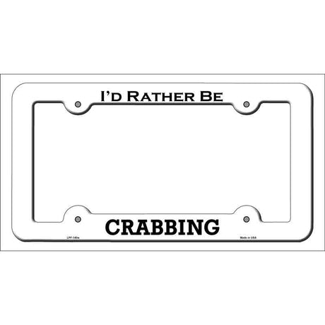 Crabbing Novelty Metal License Plate Frame LPF-140 White