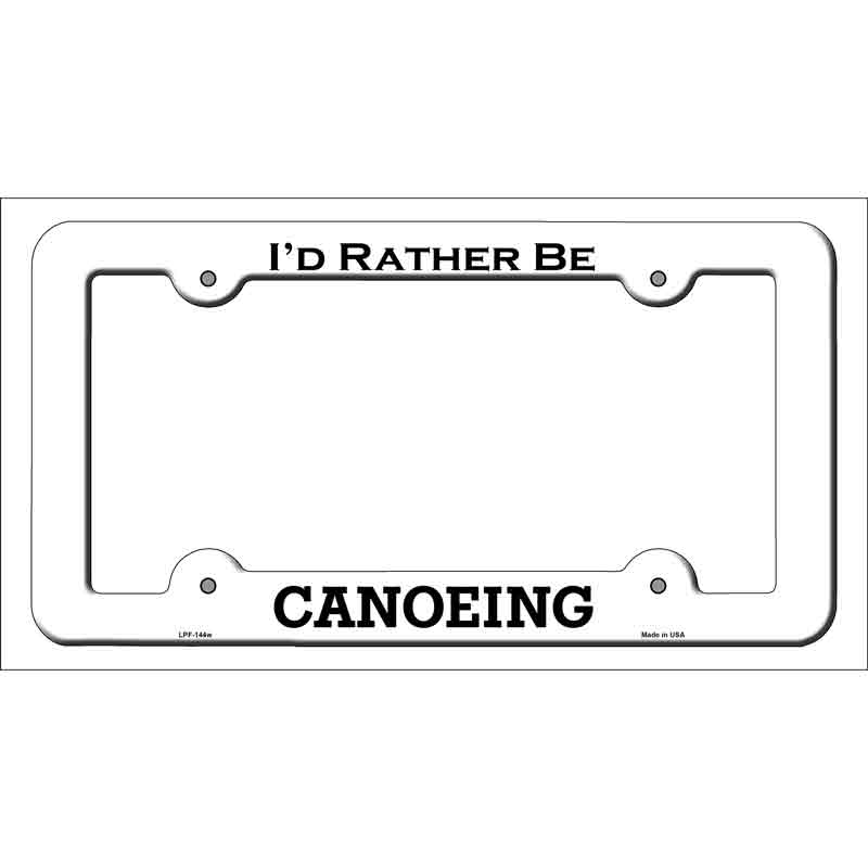 Canoeing Novelty Metal License Plate Frame LPF-144 White