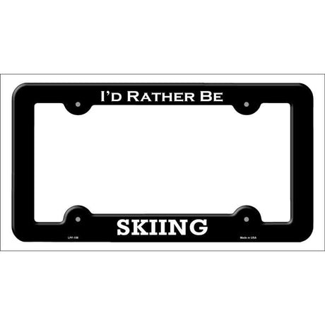 Skiing Novelty Metal License Plate Frame LPF-158 Black