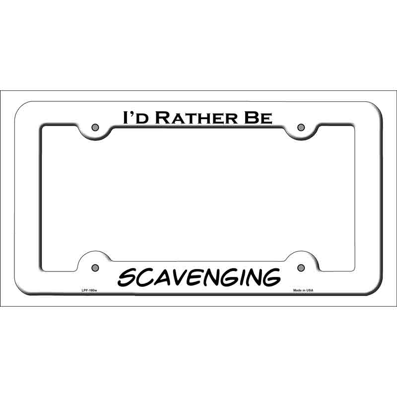 Scavenging Novelty Metal License Plate Frame LPF-160 White