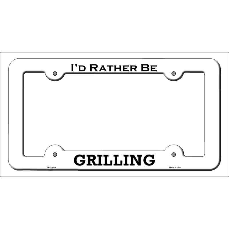 Grilling Novelty Metal License Plate Frame LPF-165 White