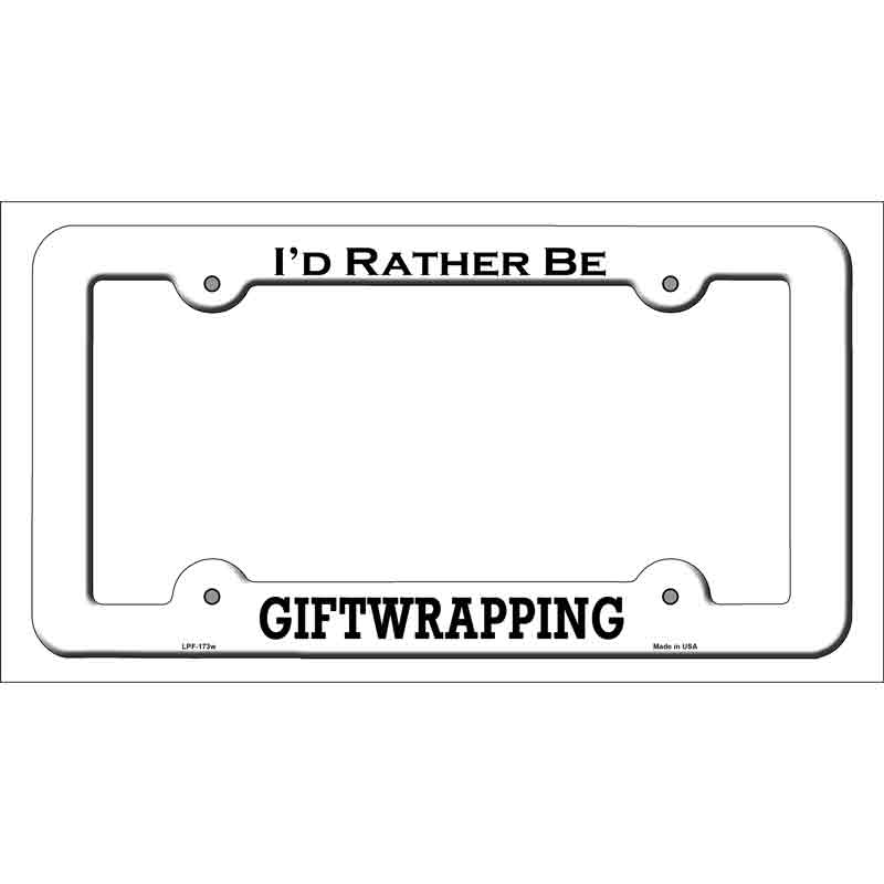 Giftwrapping Novelty Metal License Plate Frame LPF-173 White