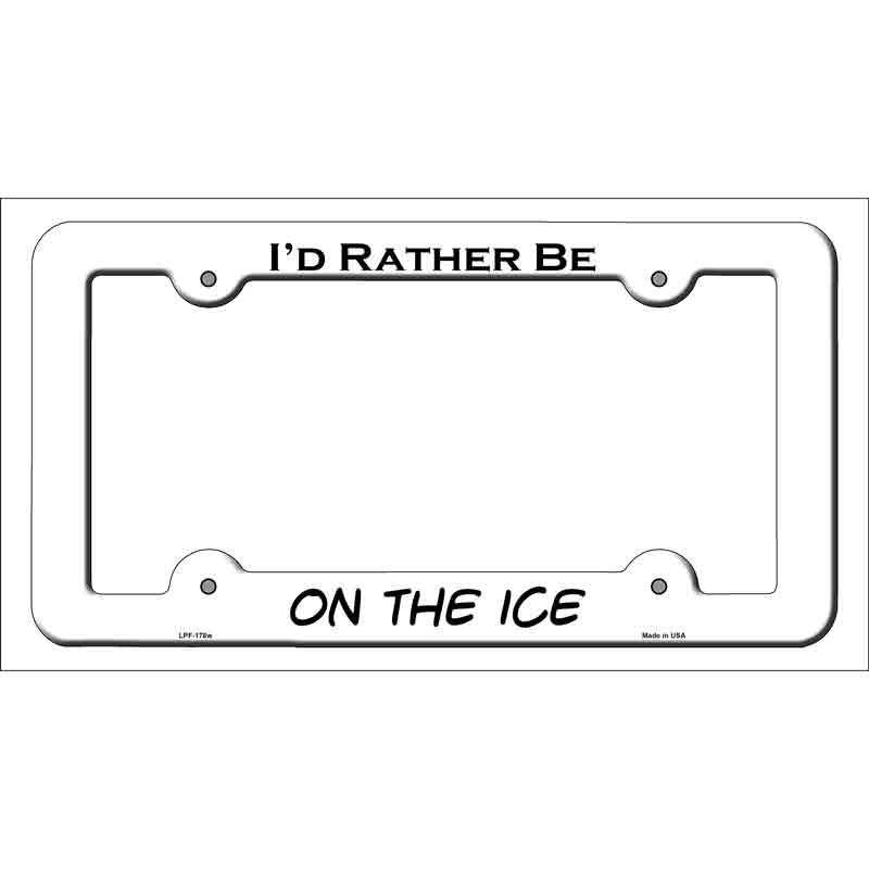 On The Ice Novelty Metal License Plate Frame LPF-178 White