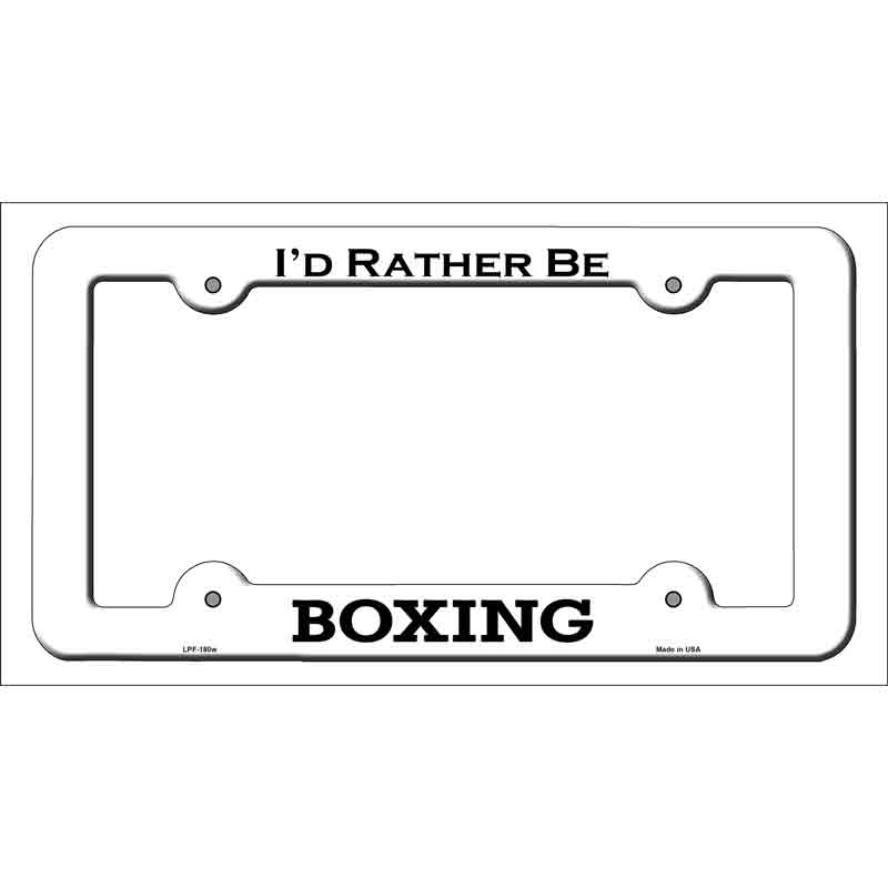 Boxing Novelty Metal License Plate Frame LPF-180 White