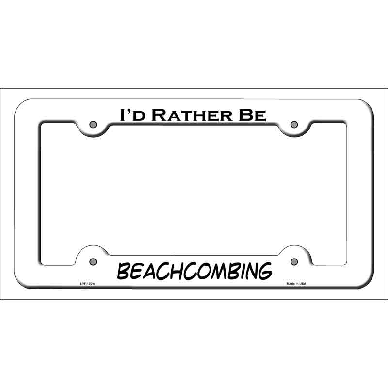 BeachCombing Novelty Metal License Plate Frame LPF-192 White