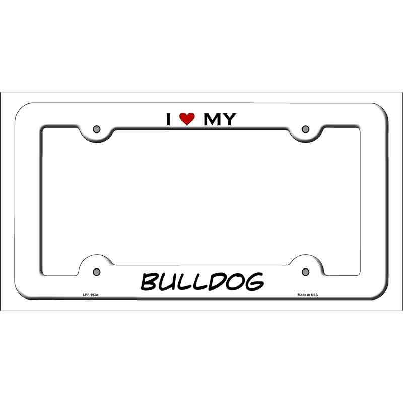 Bulldog Novelty Metal License Plate Frame LPF-193 White