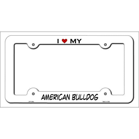 American Bulldog Novelty Metal License Plate Frame LPF-195 White