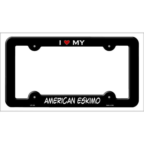 American Eskimo Novelty Metal License Plate Frame LPF-196 Black