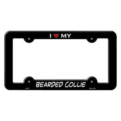 Bearded Colie Novelty Metal License Plate Frame LPF-197 Black