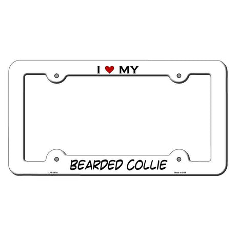 Bearded Colie Novelty Metal License Plate Frame LPF-197 White