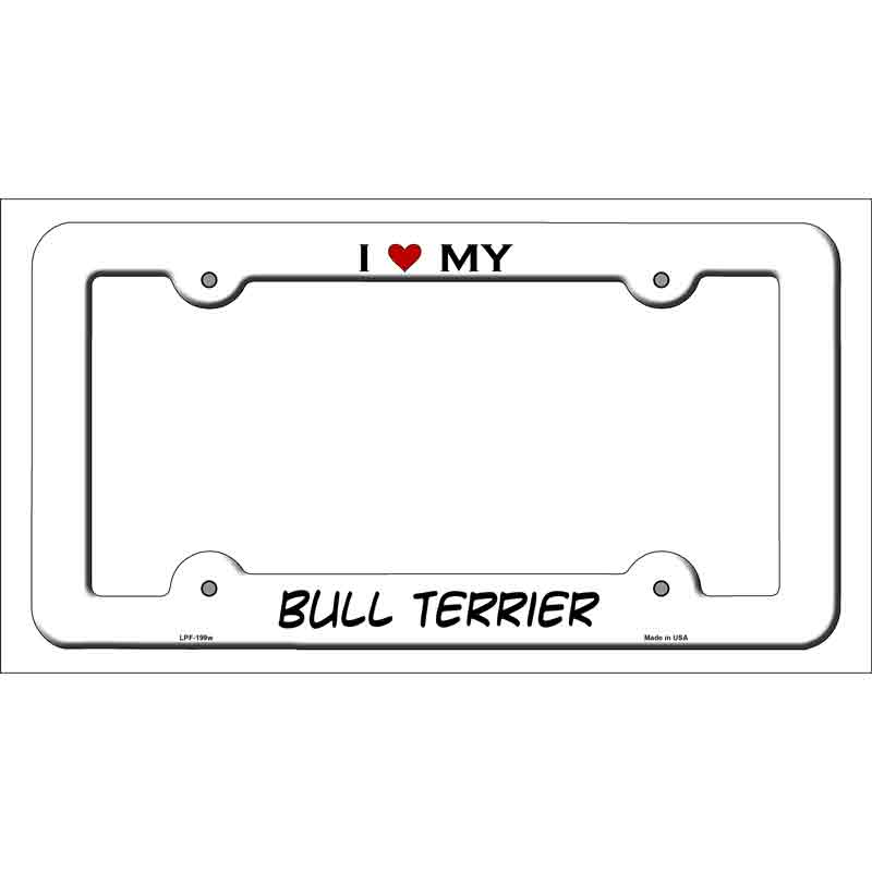 Bull Terrier Novelty Metal License Plate Frame LPF-199 White