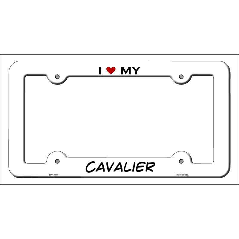 Cavalier Novelty Metal License Plate Frame LPF-200 White