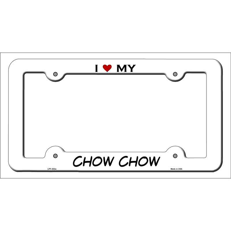 Chow Chow Novelty Metal License Plate Frame LPF-202 White