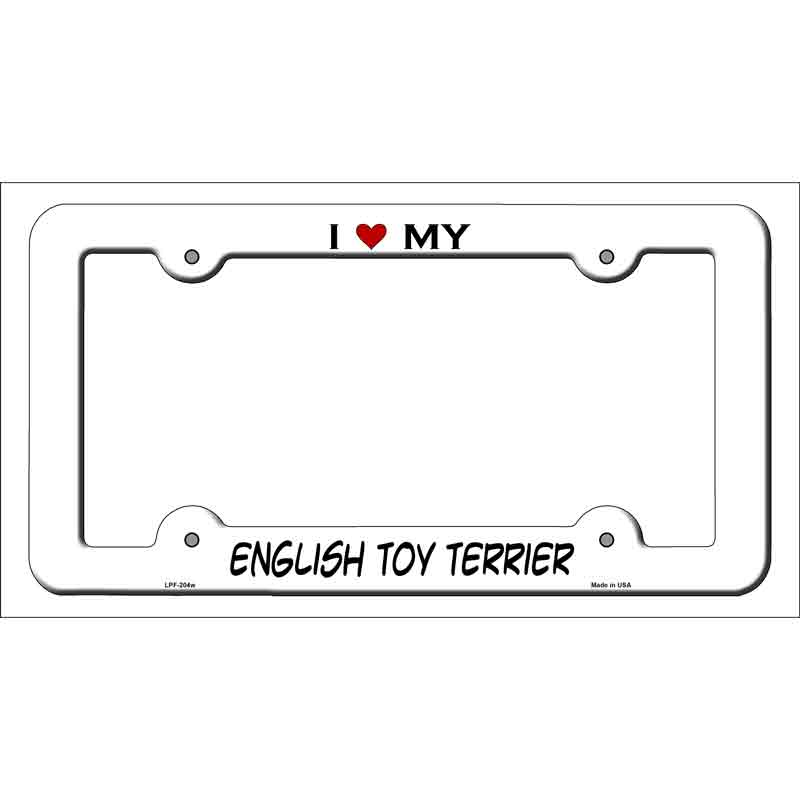 English Toy Terrier Novelty Metal License Plate Frame LPF-204 White