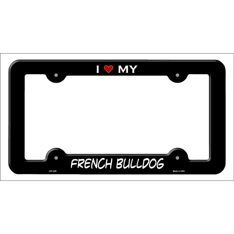 French Bulldog Novelty Metal License Plate Frame LPF-205 Black