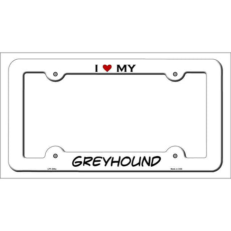 Greyhound Novelty Metal License Plate Frame LPF-206 White