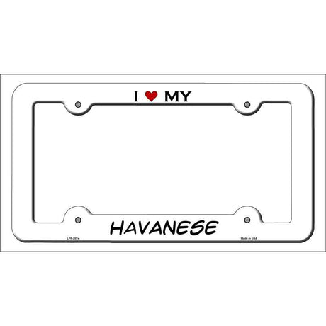 Havanese Novelty Metal License Plate Frame LPF-207 White